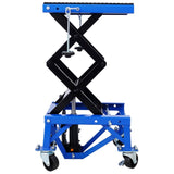 300 lbs Hydraulic Motorcycle Scissor Jack Lift Foot Step Wheels for Small Dirt Bikes,blue color 39700663
