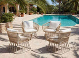 Outdoor Dining Chair MP1 - Teak Finish Wicker & Beige Steel Frame, 300LBS Weight Capacity, Includes N770P385227B
