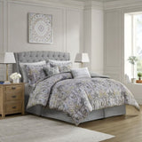 6 Piece Cotton Comforter Set Grey King B03595745