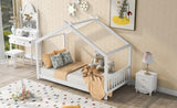 Twin Size House Platform Bed with Headboard and Footboard,Roof Design,White WF284064AAK