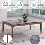 ZUN ACME Bevis Coffee Table, Engineered Stone & Walnut Finish LV02645