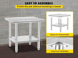 Stainless Steel Prep Table, 24 x 24 x 31 Inch, 700 lbs Capacity, Durable Metal Worktable with 77885021