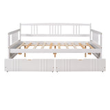Full Size Daybed Wood Bed with Two Drawers,White 67032635