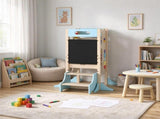 6-in-1 Toddler Kitchen Helper Tower, Standing Step Stool with Blackboard for Ages 3-6, Blue 97572664