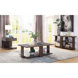 Walnut Sofa Table with 2-Shelf B062P191046