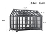 Heavy Duty Dog Cage pet Crate with Roof & window on roof W206115370