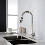 ZUN Kitchen Faucet Pull Down Sprayer Brushed Nickel, High Arc Single Handle Kitchen Sink Faucet 95498826