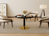 Round Modern Tulip Dining Table 31.5", Sintered Stone Top with Aluminum Alloy Edge, stainless steel W3316P457300