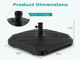 Rolling Fillable Patio Umbrella Base with Foldable Pull Rod & Hidden Wheels, Heavy Duty Water Sand 74842921