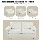 Convertible Pull Out Sofa Bed Queen Size, 3-in-1 Convertible Sleeper Couch with Thicked Cushions and W3163P269692