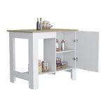 ZUN Atenea Kitchen Island, Single Door Cabinet, Shelf White / Macadamia B200P239597