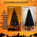 ZUN 8 FT Pre-lit Artificial Christmas Tree, Hinged Xmas Pine Tree with 1450 Branch Tips, 550 Lights and 45666299