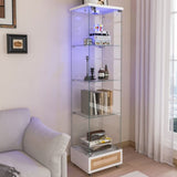 Modern Display Cabinet with Drawer , Quick-assembly Antique Cabinet with LED lights, Tempered W241P268237