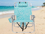 1 PCS Aluminum Beach Chair, 15 Inch Seat Height Teal Tribal Pattern, 5 Positions Reclining Folding 41980863