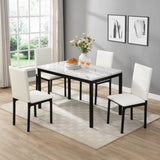 White Upholstered Side Chairs 4pc Set Black Metal Frame Casual Dining Room Furniture B011133384