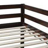 ZUN Solid Wooden, Rubber Wooden Twin Loft Bed with Ladder, Bed Platform of Strengthened Slats , Espresso W504P190953