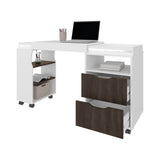 Loris Extendable Desk with Two Drawers, Open Shelves, and Sliding Mechanism B128P263731