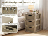 3-Drawer PP Storage Organizer Wicker Look Narrow Cabinet for Home & Office 70302972