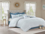 8 Piece Cotton Floral Printed Reversible Comforter Set Blue King B03597066