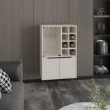 Aster 23" Wide Double Door Bar Cabinet and Glass door comparment, Eight bottle cubbies and stemware B200P235829