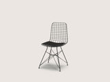 Zen Wire Modern Chair, Black Metal, Black Leather Cushions, Ergonomic and Comfortable Design B029P332148