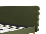 Stockholm Modern Wavy Headboard Platform Bed, King, Olive Green Performance Velvet B2719P238207