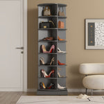 ZUN new 360 gray rotating shoe cabinet with 7 layers can accommodate up to 28 Paris shoes W1320P156771