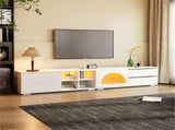 ON-TREND Modern TV Stand with Fluted Glass Door for TVs Up to 100", Media Console with Sliding Door N721P198932K