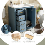 30'' Bathroom with Ceramic Sink Combo,Solid Wood Frame Bathroom Storage Cabinet, Freestanding N710P191970M