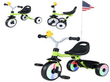 Toddler Tricycle with Rainbow LED Wheels, Foldable 3-in-1 Balance Bike with Carbon Steel Frame, 79279432