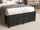 Twin Bed Frames with Headboard, Twin Size Bed Frames with Storage Drawers, Twin Bed, Black Metal W2129P262895