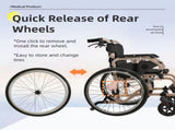 Aluminum Foldable Lightweight Adult Wheelchair, New Square Tube Design, 18" Seat with Front and Rear W3121P297482