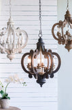French Country Wood Chandelier, 6-Light Farmhouse Pendant Light Fixture with 28" Adjustable Chain W2078137918