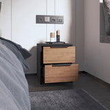 Black Wengue and Pine 2-Drawer Nightstand B06280501