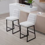 ZUN Low Bar Stools Set of 2 Bar Chairs for Living Room Party Room,Upholstered Linen Fabric W1439125958