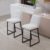 ZUN Low Bar Stools Set of 2 Bar Chairs for Living Room Party Room,Upholstered Linen Fabric W1439125958