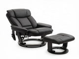PU Leather Recliner Chair with Ottoman, 10-Point Vibration Massage & Swivel Armchair, Black 96760156