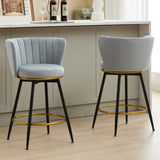 Countereight Bar Stools Set of 2, 360&deg Swivel Upholstered Barstools with Backs and Metal Legs, 26" W2725P237554