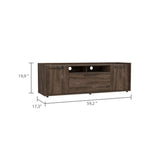 ZUN Lyon Tv Stand for TV´s up 55", One Cabinet, Double Door -Dark Walnut B20091937