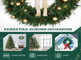 48in Pre-lit Christmas Wreath, Lighted Artificial Xmas Wreath with 150 Warm White Lights and 450 PVC 12728162