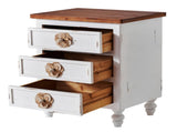 Vintage farmhouse style side table with floral knobs 19-inch country-style bedside table with 3 34813325