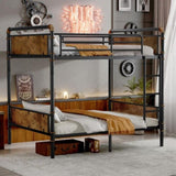 Twin XL over Twin XL Metal Bunk Bed, Industrial Detachable Bunkbeds with Safety Guard Rails for W2580P285206