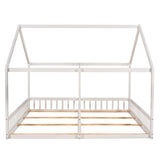 Twin Size House Platform Beds,Two Shared Beds, White WF296300AAK