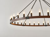 39.3 INCH Wood Wagon Wheel Chandelier Modern Farmhouse Pendant Light 20-Light Ceiling Hanging W5008P464781