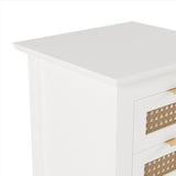 ZUN Wooden Nightstands Set of 2 with Rattan-Woven Surfaces and Three Drawers, Exquisite Elegance with 01116942