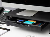 Large Dual Monitor Stand for Computer Screens with 2 Storage Drawers, Black 19274002