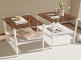 Set of 2 Rectangle End Table, Tempered Glass Tabletop with MDF layer, Modern Table for Living Room , W241P184254