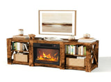 58 Inch Rot Wood Color Double-Sided Cross Fireplace Cabinet with 18 Inch Fireplace Core, 149 * 40 * 54900712