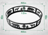 40in Fire Ring, Bear Pattern, Round, Iron 77366854