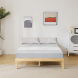 Basic bed frame, painted surface, pine wood, original wood color, Queen 202*151*30.5cm wooden bed, 72550881